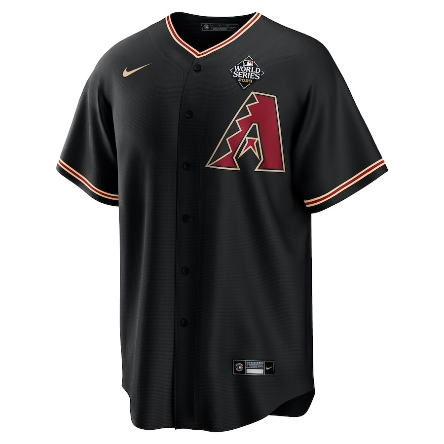 Alternative view of Corbin Carroll 7 Arizona Diamondbacks 2023 World Series Men Jersey - Black