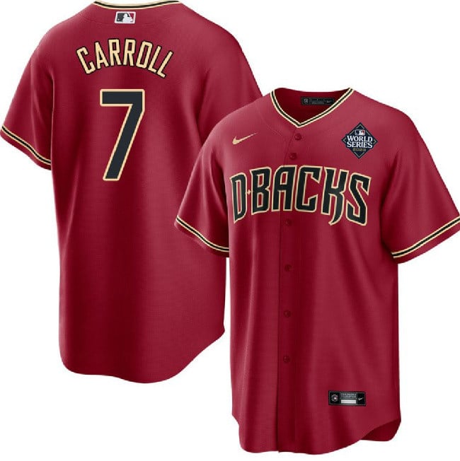 Corbin Carroll 7 Arizona Diamondbacks 2023 World Series Men Jersey - Red