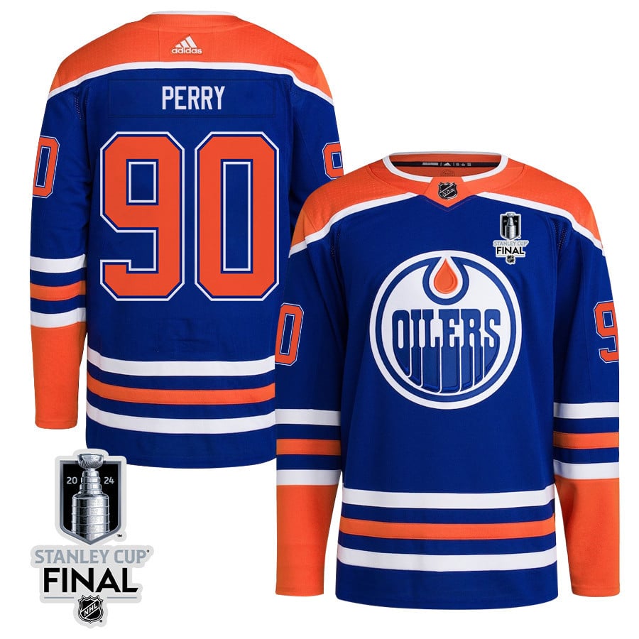 Corey Perry 90 Edmonton Oilers 2024 STANLEY CUP Final Home Primegreen Jersey - Men, Royal - JS953 