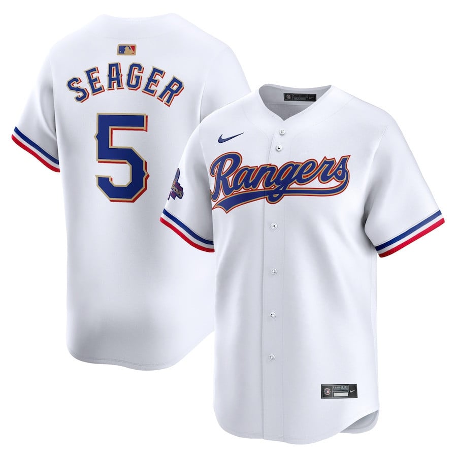 Corey Seager 5 Texas Rangers 2024 Gold Collection Limited Jersey - White - JS599 