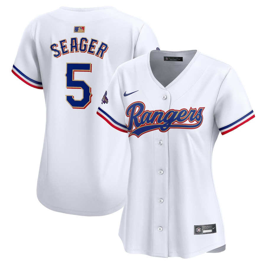 Corey Seager 5 Texas Rangers 2024 Gold Collection Limited Jersey - Women White - JS839 