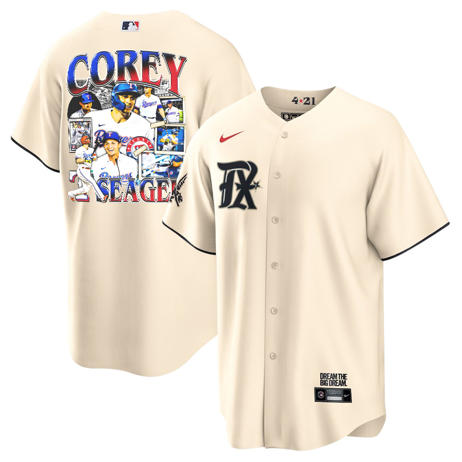 Corey Seager 5 Texas Rangers Journey 2023 City Connect Player Men Jersey - Cream - JS961 