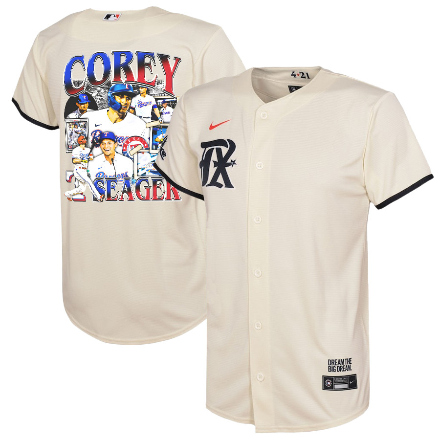 Corey Seager 5 Texas Rangers Journey 2023 City Connect Player YOUTH Jersey - Cream - JS185 