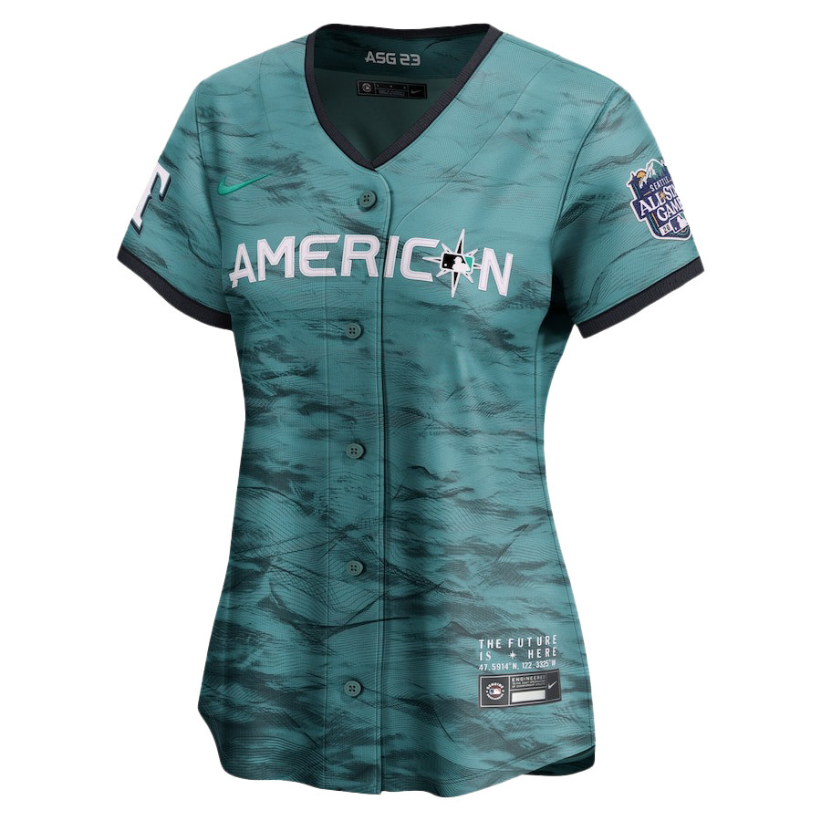 Alternative view of Corey Seager 5 Texas Rangers Signed Posture 2023 All-Star Game Limited Player Women Jersey - Teal - JS806 