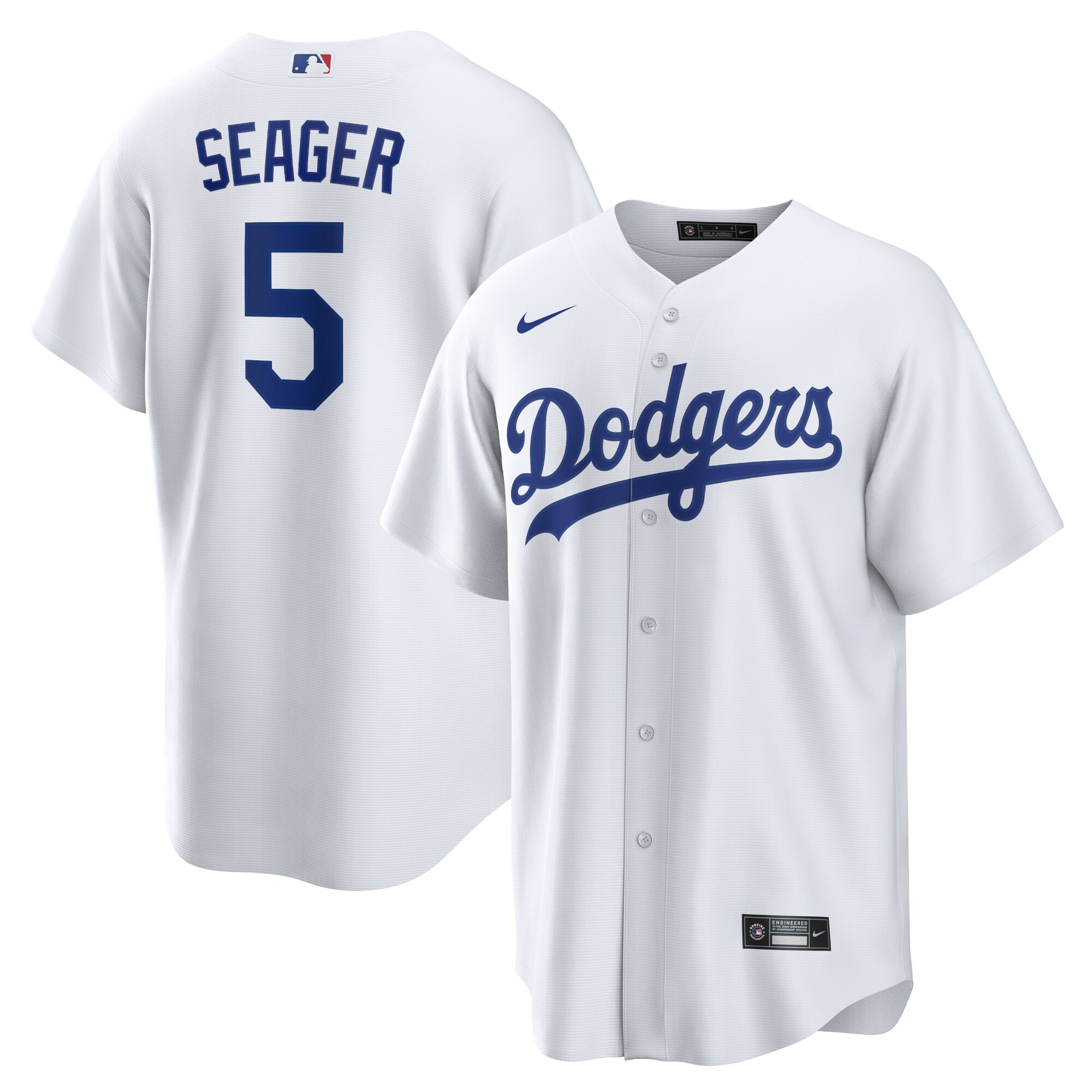 Alternative view of Corey Seager Los Angeles Dodgers Home Replica Player Name Jersey – White