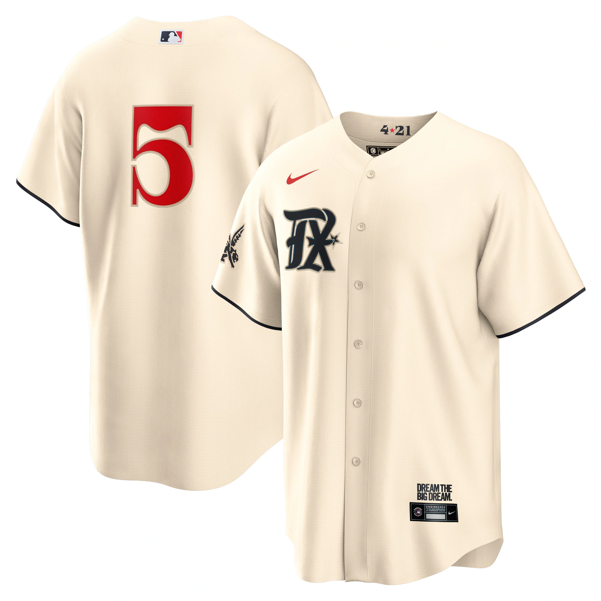 Alternative view of Corey Seager Texas Rangers 2023 City Connect Replica Player Jersey - Cream