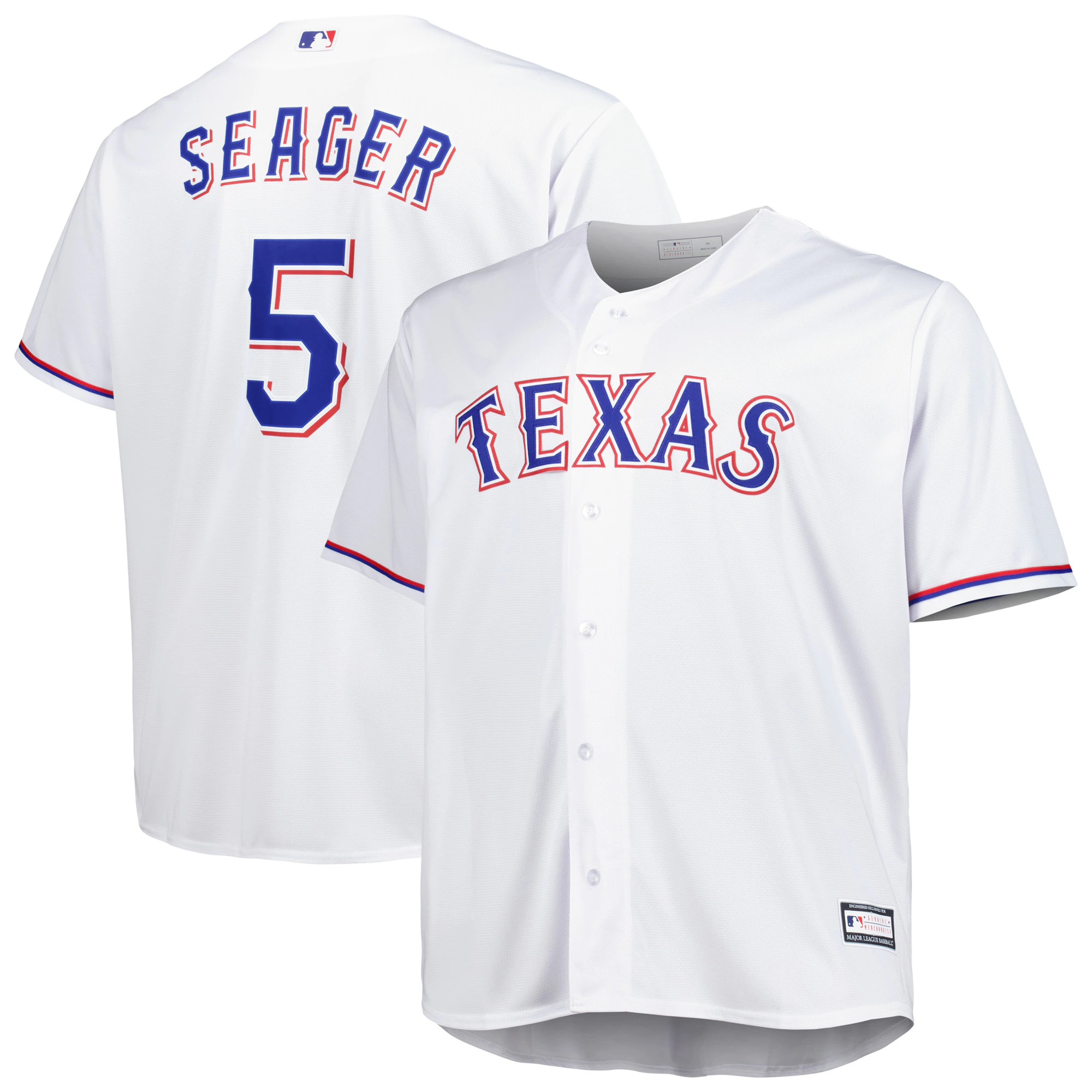 Alternative view of Corey Seager Texas Rangers Big & Tall Replica Player Jersey - White