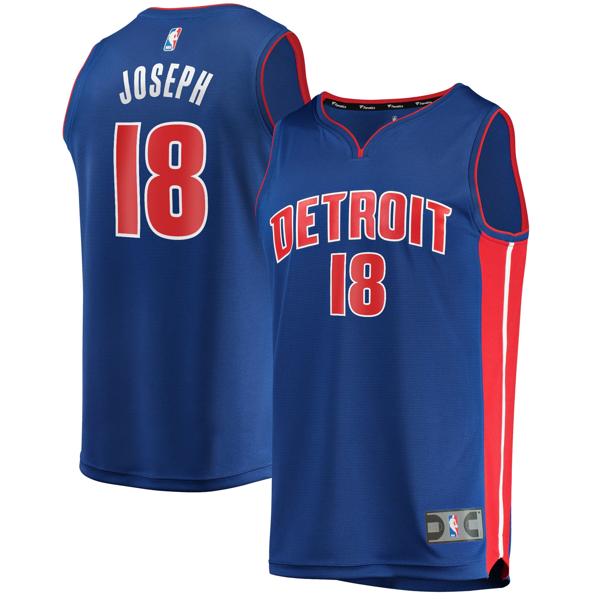 Alternative view of Cory Joseph Detroit Pistons Fanatics Branded 2021/22 Fast Break Replica Jersey - Icon Edition - Blue
