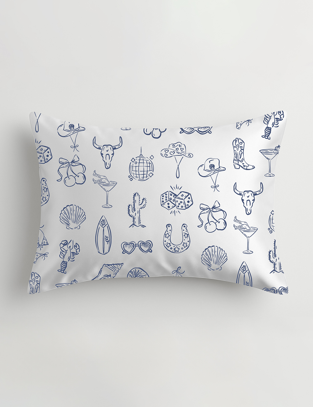 Cowgirl Coastal Bachelorette Hand Drawn Whimsical Beach Satin Pillowcase