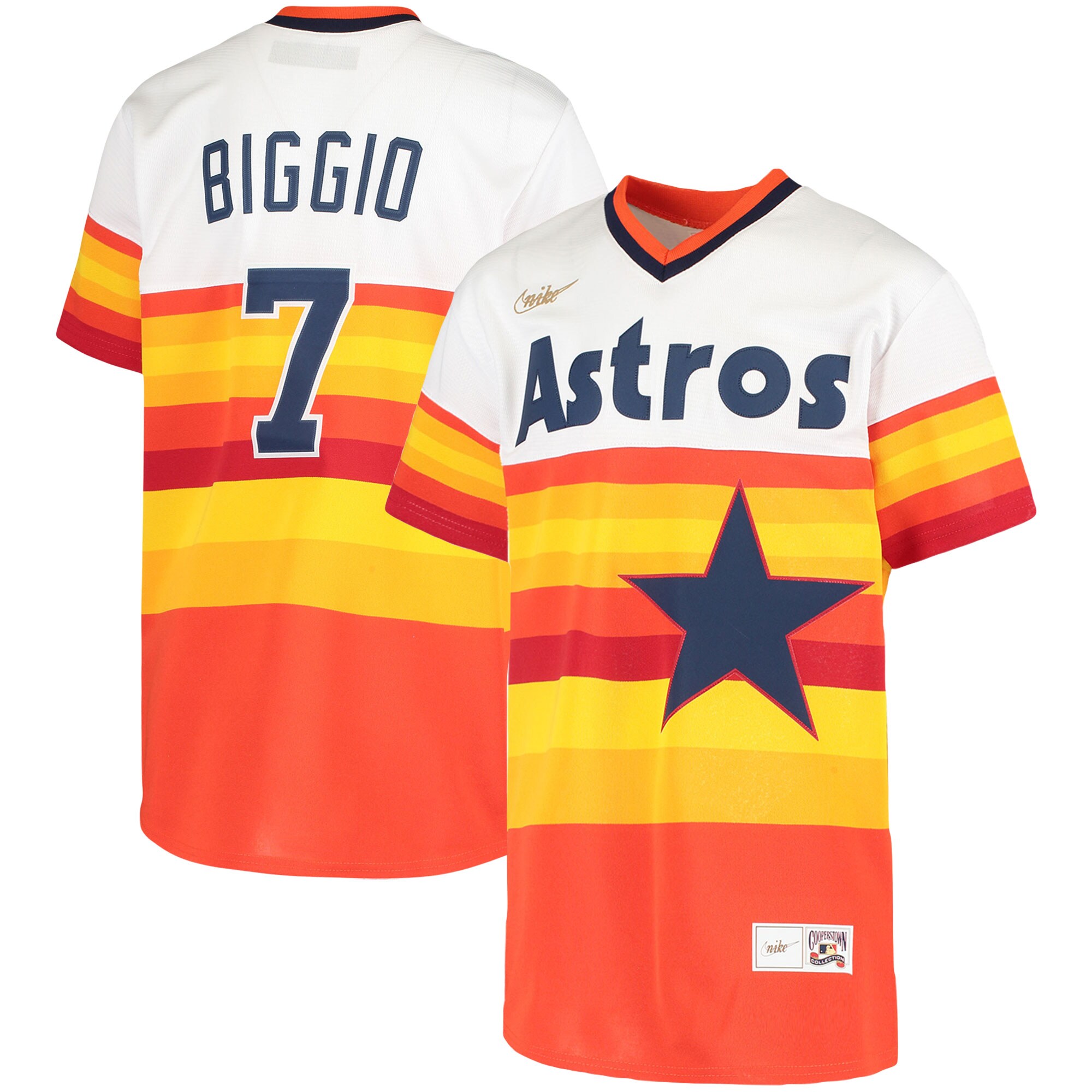 Alternative view of Craig Biggio Houston Astros Youth Home Cooperstown Collection Player Jersey - White