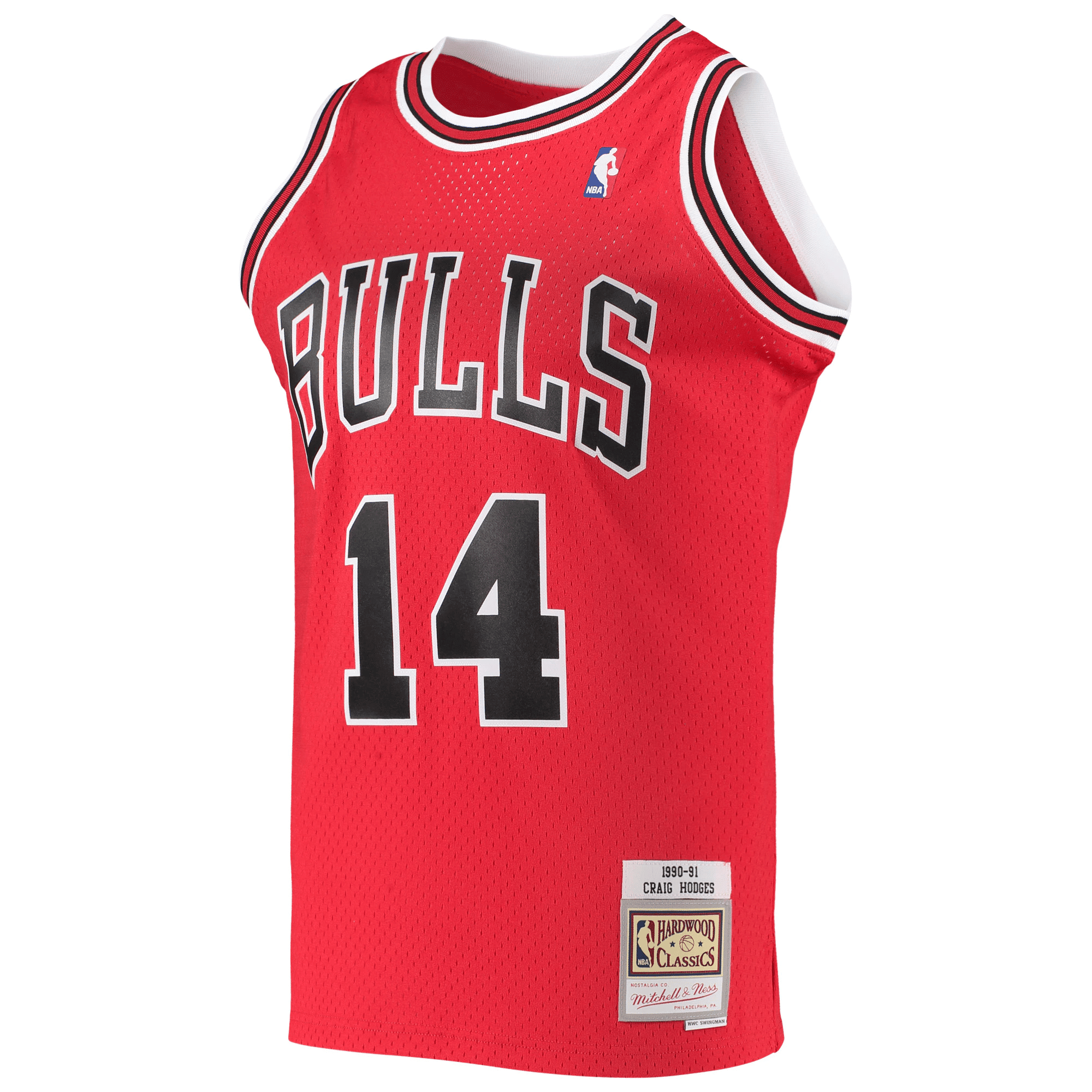 Alternative view of Craig Hodges Chicago Bulls Mitchell & Ness 1991-92 Hardwood Classics Swingman Jersey - Red Jersey - JS851 