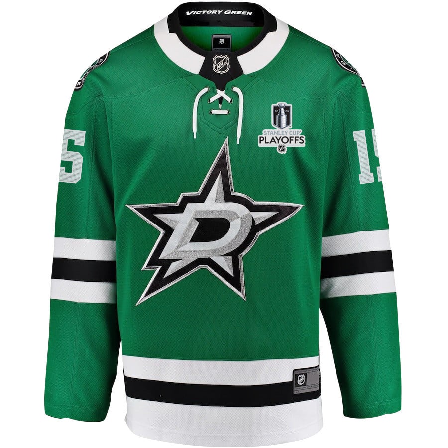 Alternative view of Craig Smith 15 Dallas Stars 2024 NHL Playoffs Patch Home Jersey - Men, Green - JS213 