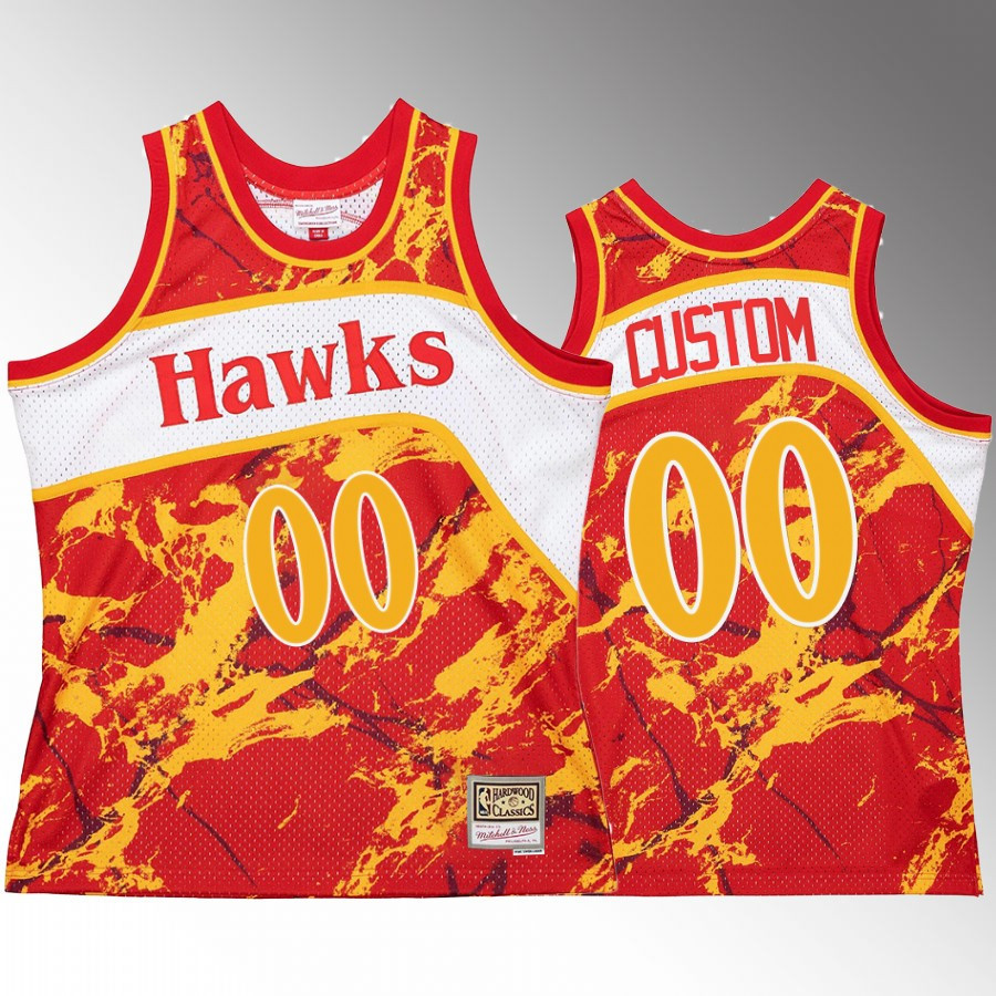 Custom 00 Atlanta Hawks Marble Swingman Red Hardwood Classics Jersey - JS687 