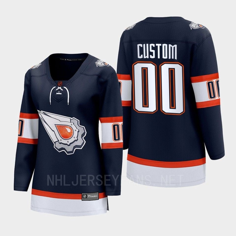 Custom 00 Edmonton Oilers 2022 Special Edition 2.0 Women Breakaway Player Retro Jersey Navy - JS191 
