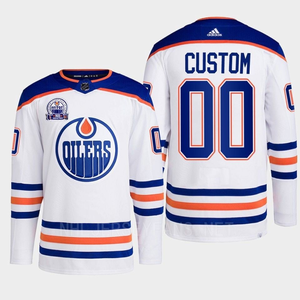 Custom 00 Edmonton Oilers White Jersey 2022 Lee Ryan Hall Of Fame Patch Away - JS616 