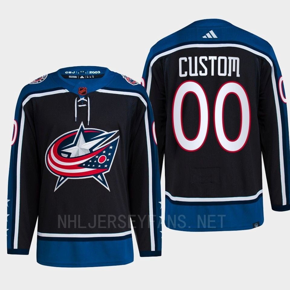 Custom 00 Reverse Retro 2.0 2022 Columbus Blue Jackets Navy Jersey Primegreen - JS186 
