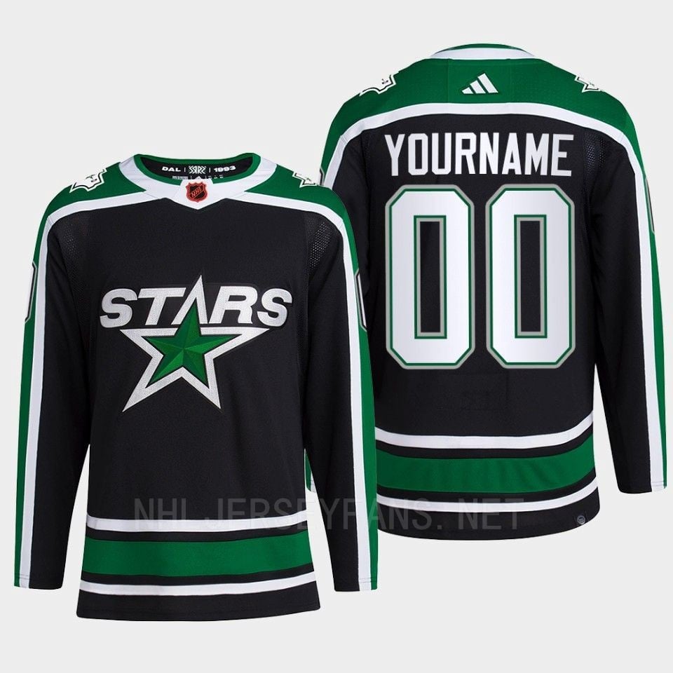 Custom 00 Reverse Retro 2.0 2022 Dallas Stars Black Jersey Pro Primegreen - JS680 