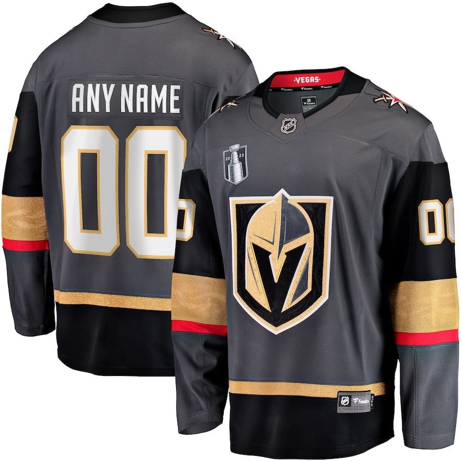 Custom 00 Vegas Golden Knights 2023 Stanley Cup Final Alternate Breakaway Jersey - Black - JS723 