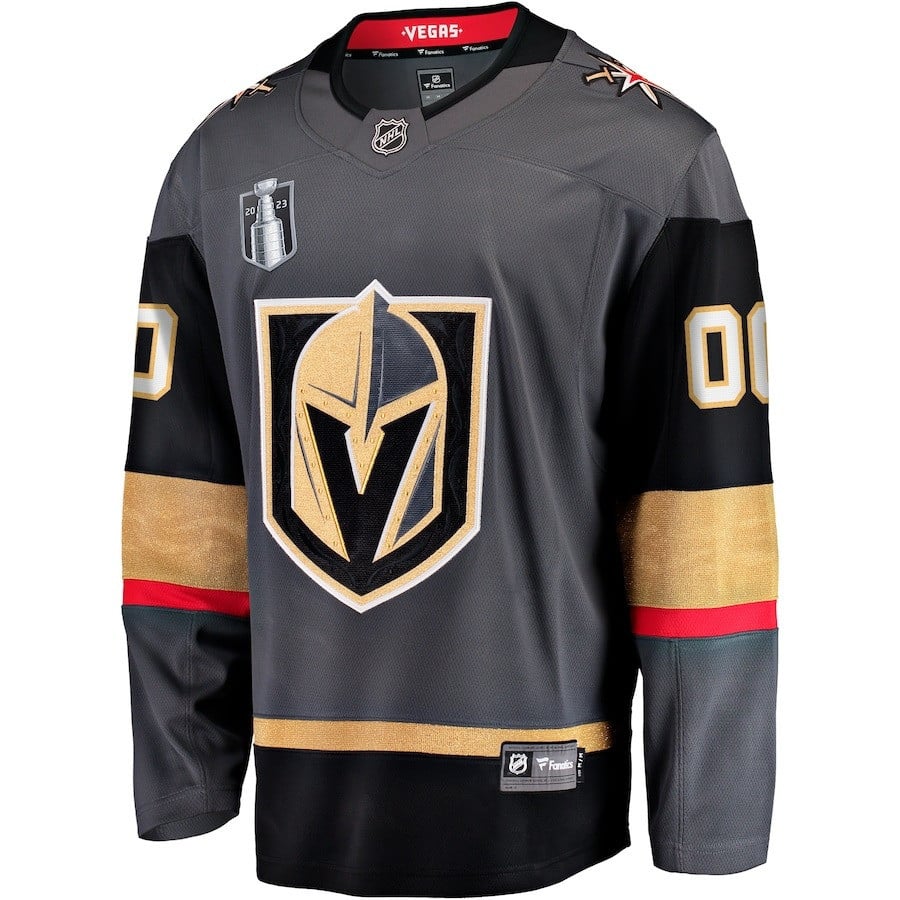 Alternative view of Custom 00 Vegas Golden Knights 2023 Stanley Cup Final Alternate Breakaway Jersey - Black - JS723 