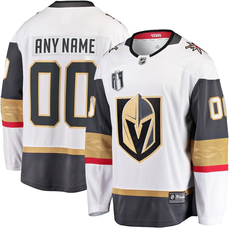 Custom 00 Vegas Golden Knights 2023 Stanley Cup Final Away Breakaway Jersey - White - JS414 