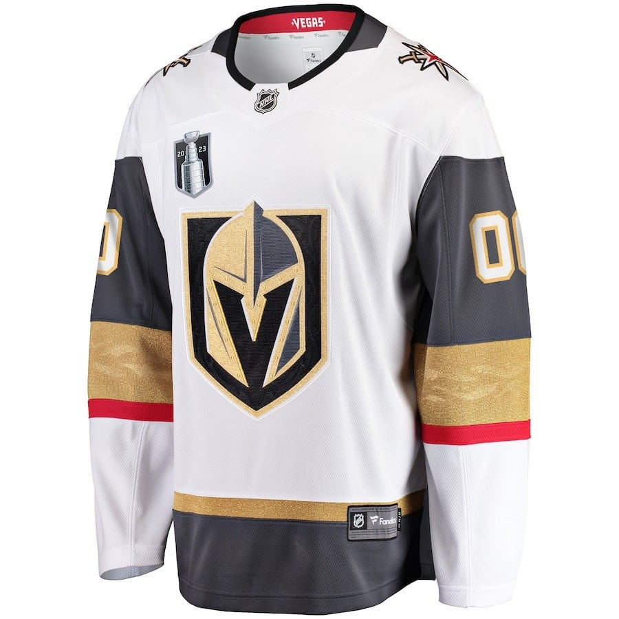 Alternative view of Custom 00 Vegas Golden Knights 2023 Stanley Cup Final Away Breakaway Jersey - White - JS414 