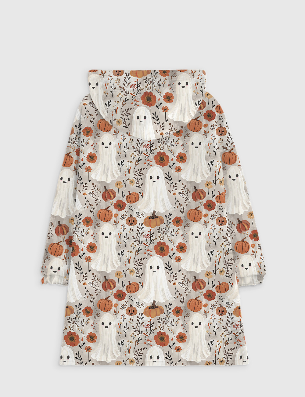 Alternative view of Cute Ghosts And Pumpkins Halloween Flannel Blanket Hoodie
