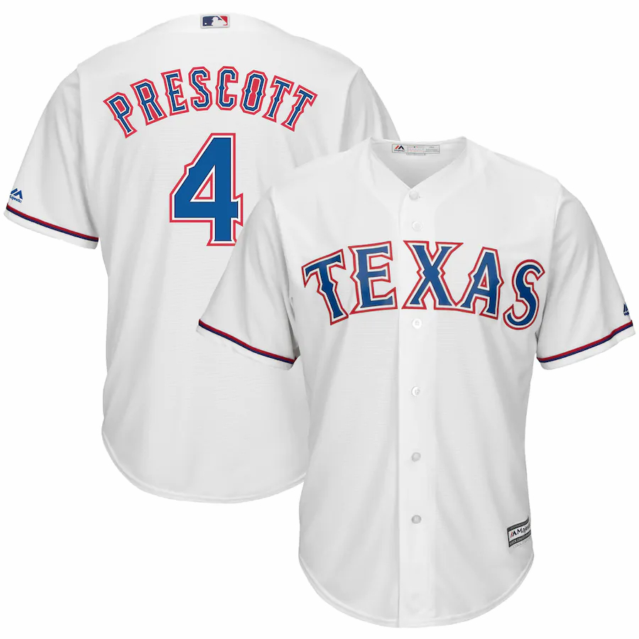 Dak Prescott Texas Rangers Majestic Nfl X Mlb Crossover Cool Base Player Jersey - White
