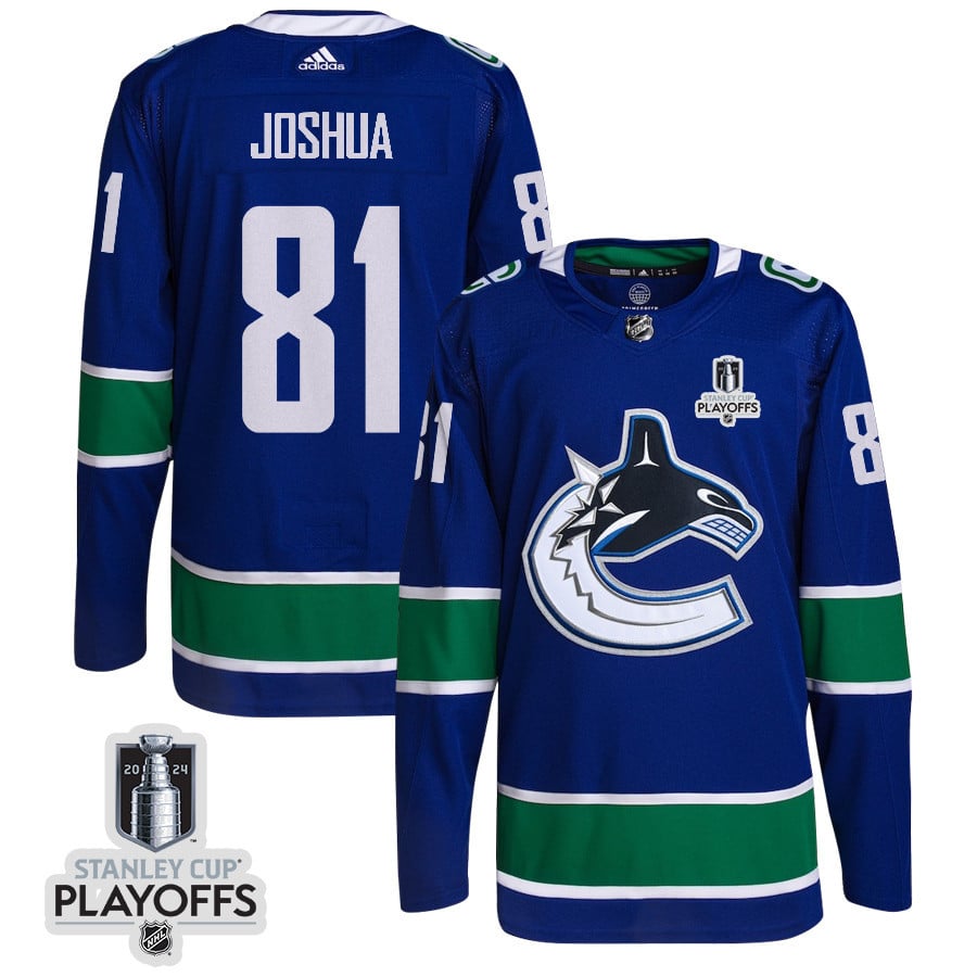 Dakota Joshua 81 Vancouver Canucks 2024 NHL Playoffs Patch Home Jersey - Men, Blue - JS693 