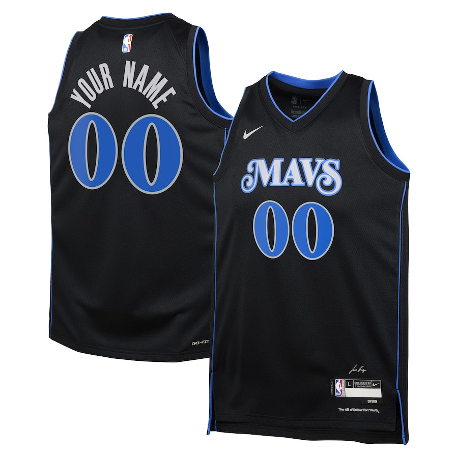 Dallas Mavericks 2023/24 City Edition Swingman Custom YOUTH Jersey - Black - JS226 