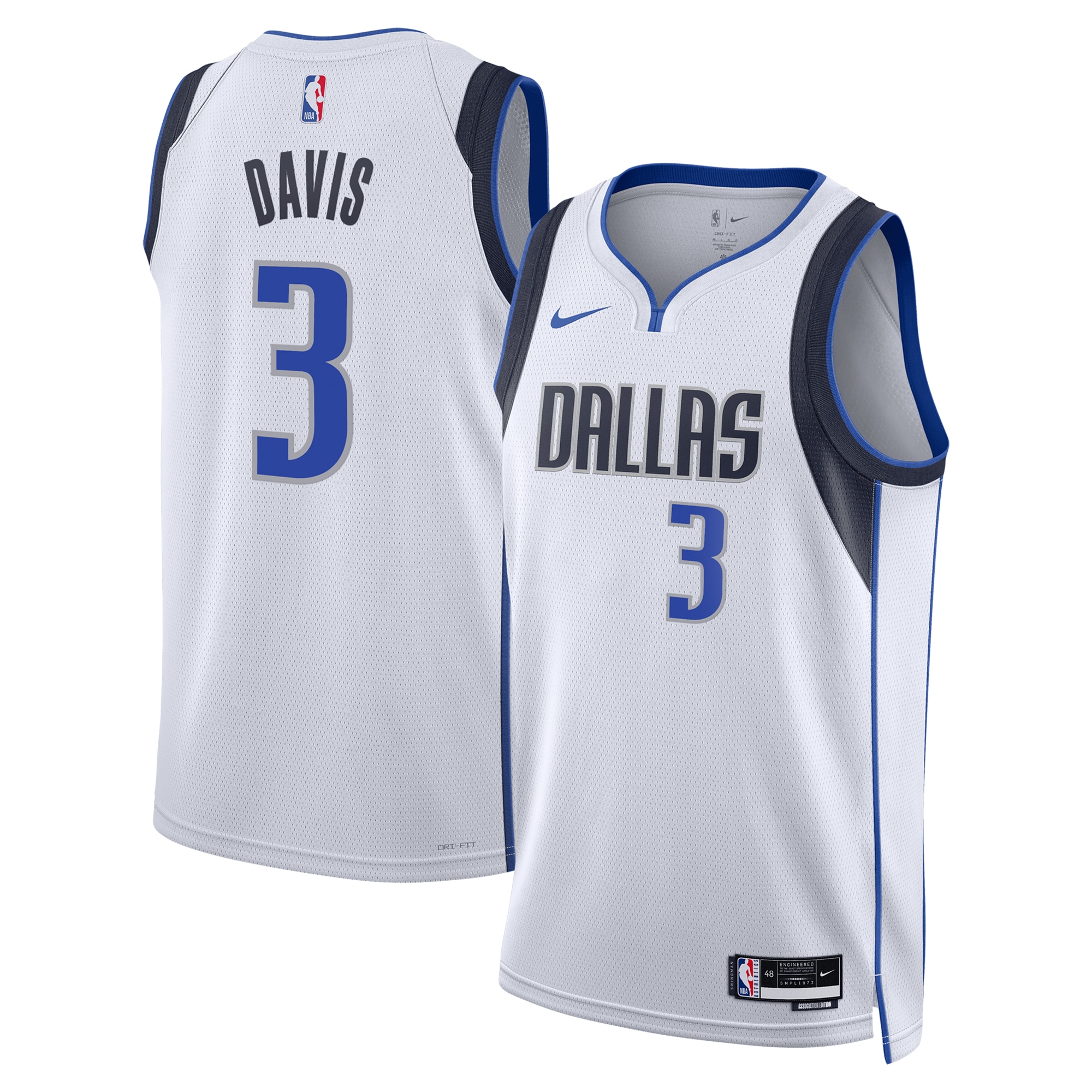 Dallas Mavericks Association Edition Swingman Jersey - White - Anthony Davis - Unisex - JS794 