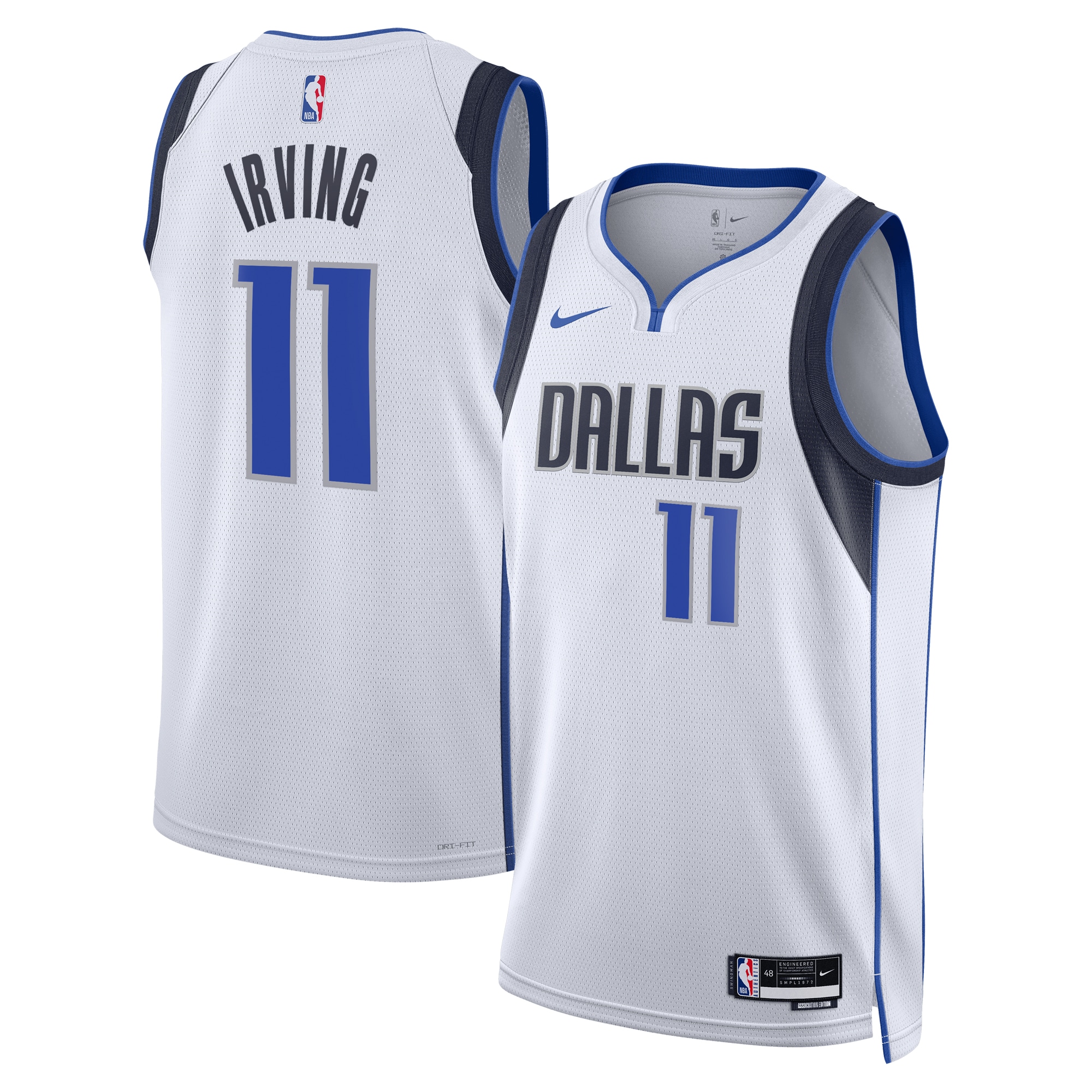 Dallas Mavericks Association Edition Swingman Jersey - White - Kyrie Irving - Unisex - JS628 
