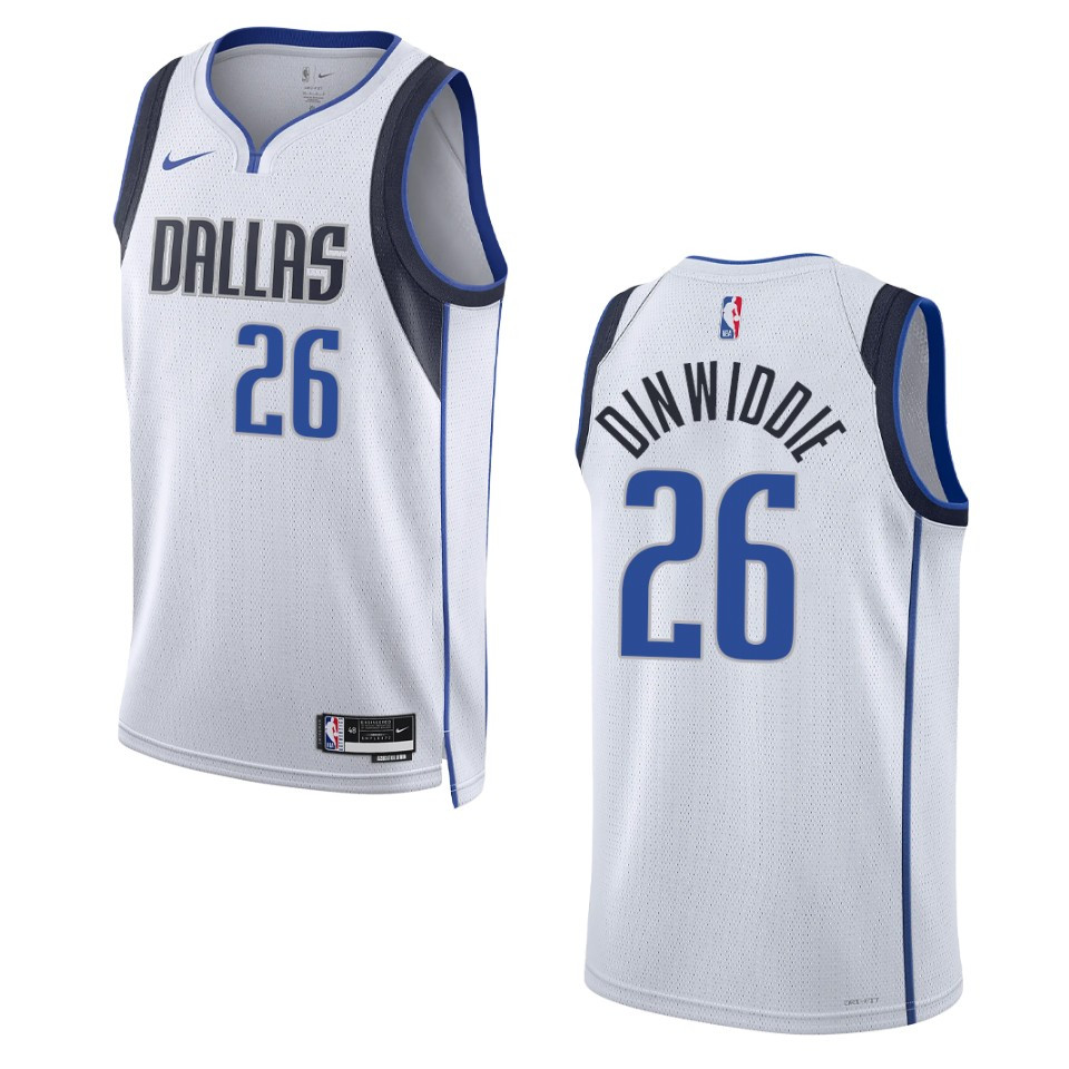 Dallas Mavericks Spencer Dinwiddie 2022-23 Association Edition White Swingman Jersey