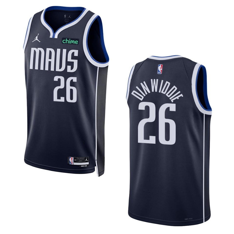 Dallas Mavericks Spencer Dinwiddie 2022-23 Statement Edition Navy Jersey Swingman