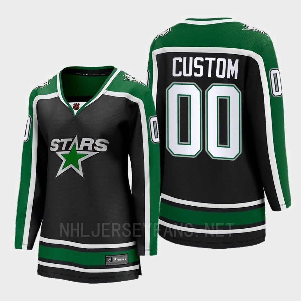 Dallas Stars 00 Custom Reverse Retro Black Equipment, Women - JS385 