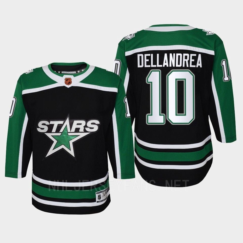 Dallas Stars 10 Ty Dellandrea Reverse Retro Black Equipment, Youth - JS612 