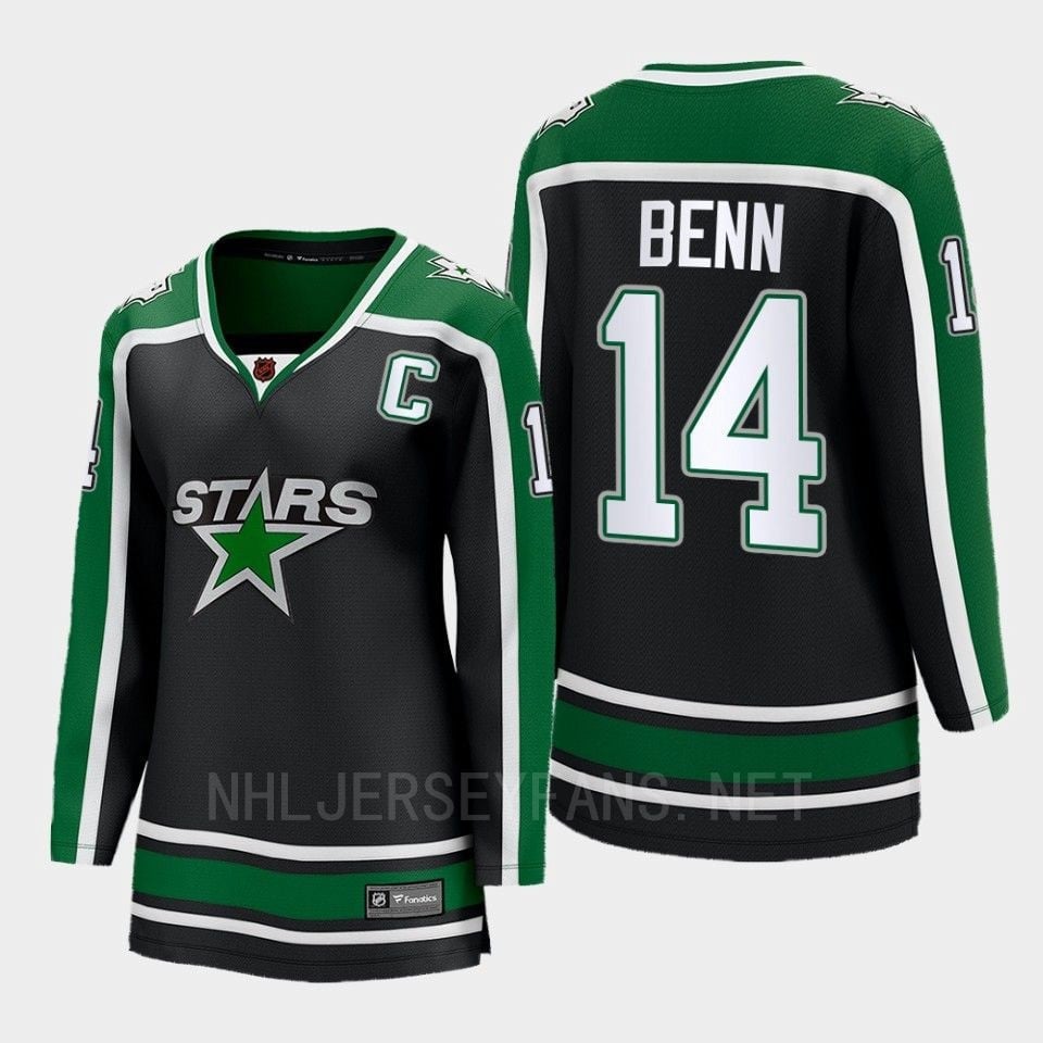 Dallas Stars 14 Jamie Benn Reverse Retro Black Equipment, Women - JS669 