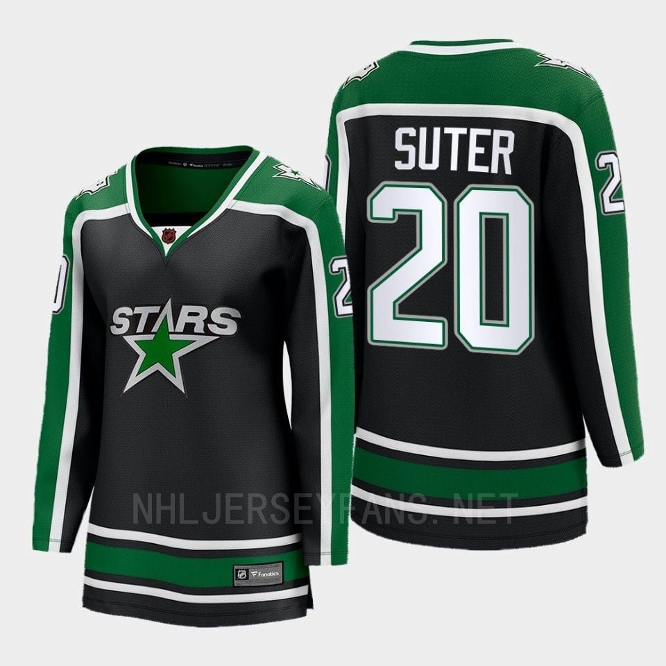 Dallas Stars 20 Ryan Suter Reverse Retro Black Equipment, Women - JS182 