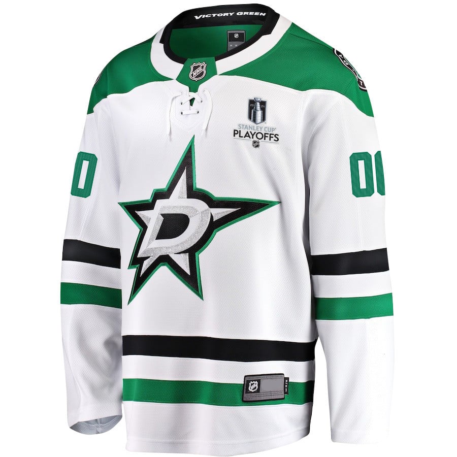 Alternative view of Dallas Stars 2024 NHL Playoffs Patch Away Breakaway Jersey Customized - Men - JS236 