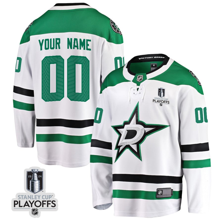 Dallas Stars 2024 NHL Playoffs Patch Away Breakaway Jersey Customized - Men - JS236 