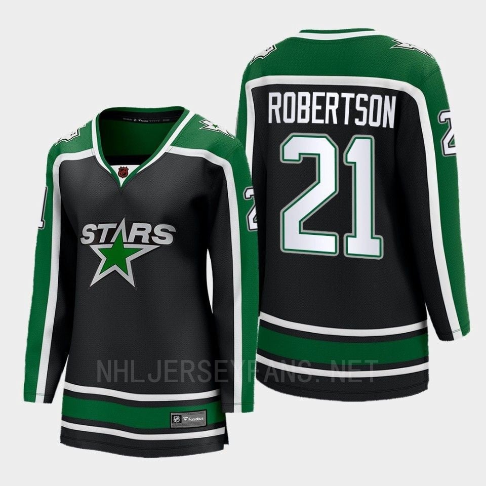 Dallas Stars 21 Jason Robertson Reverse Retro Black Equipment, Women - JS737 