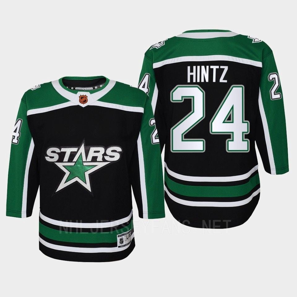 Dallas Stars 24 Roope Hintz Reverse Retro Black Equipment, Youth - JS533 