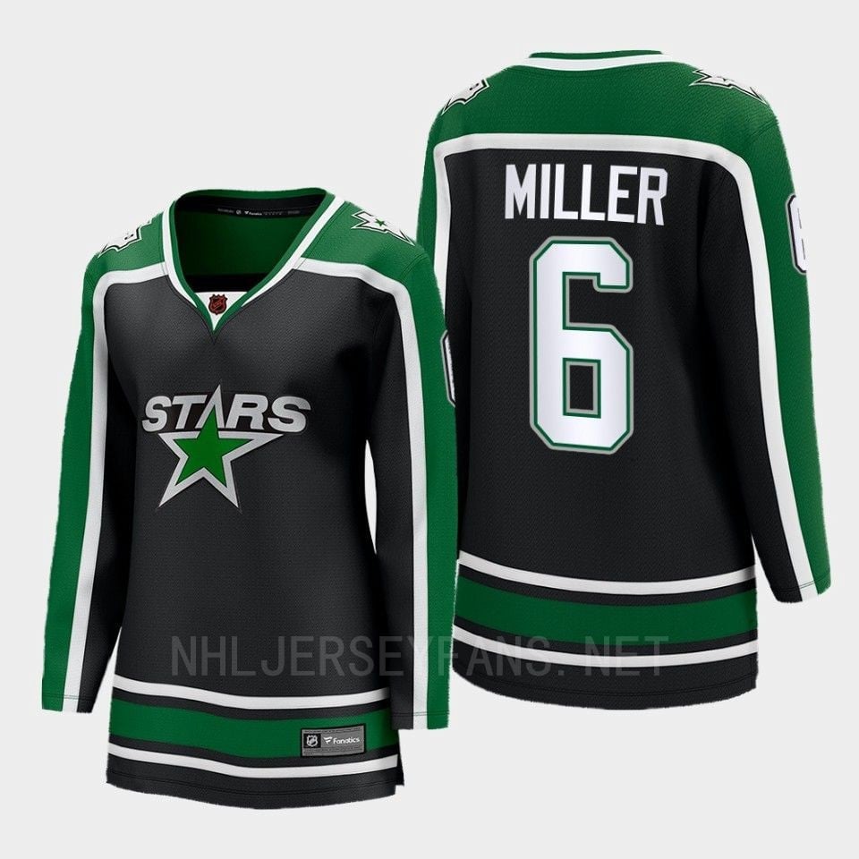 Dallas Stars 6 Colin Miller Reverse Retro Black Equipment, Women - JS419 