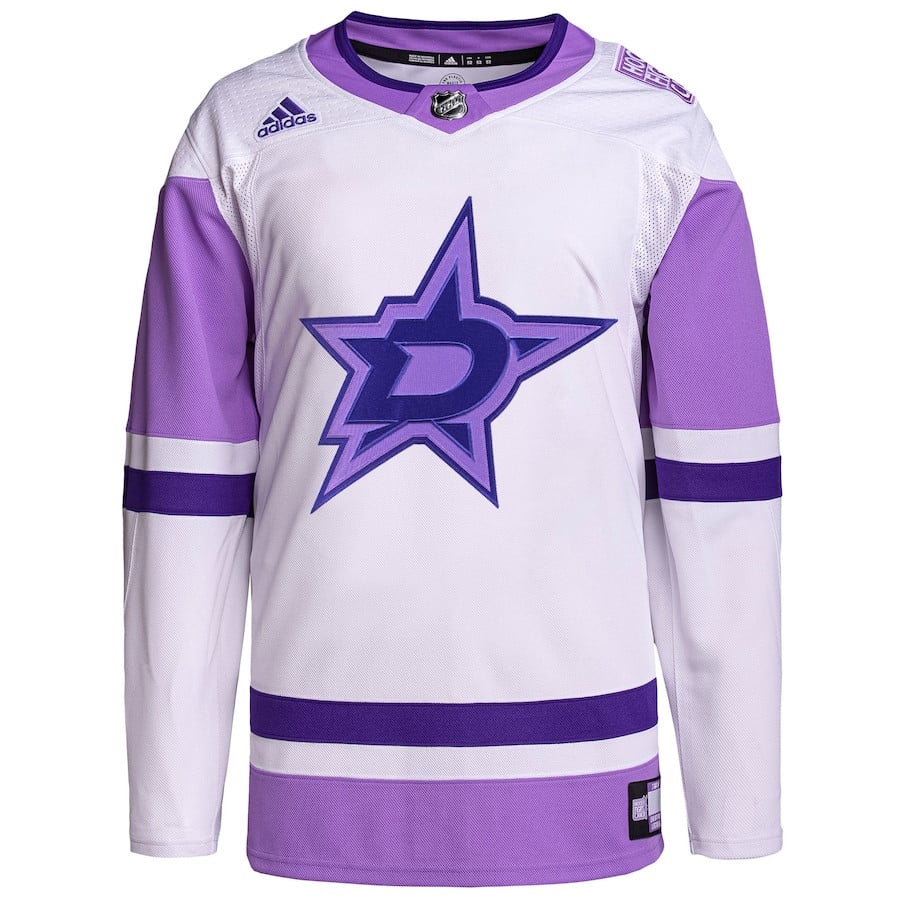 Alternative view of Dallas Stars Hockey Fights Cancer Primegreen Men Jersey - White/Purple - JS233 