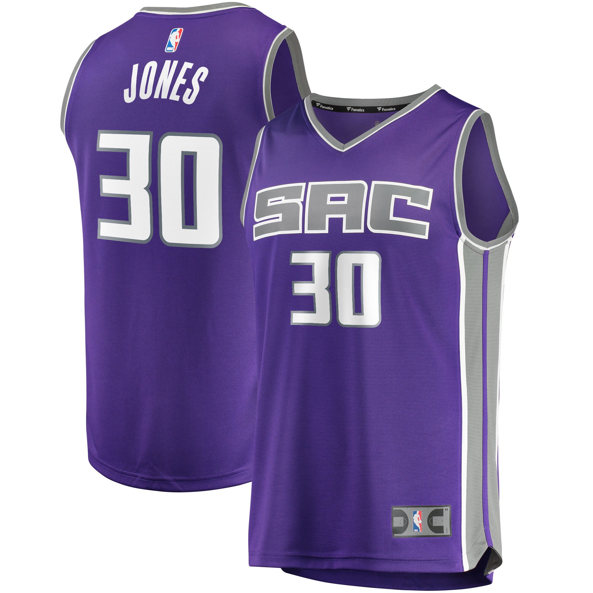 Alternative view of Damian Jones Sacramento Kings Fanatics Branded 2021/22 Fast Break Replica Jersey - Icon Edition - Purple
