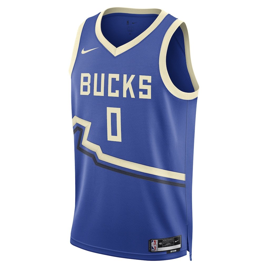 Alternative view of Damian Lillard 0 Milwaukee Bucks Unisex 2024/25 Swingman Player Jersey - City Edition - Royal - JS660 
