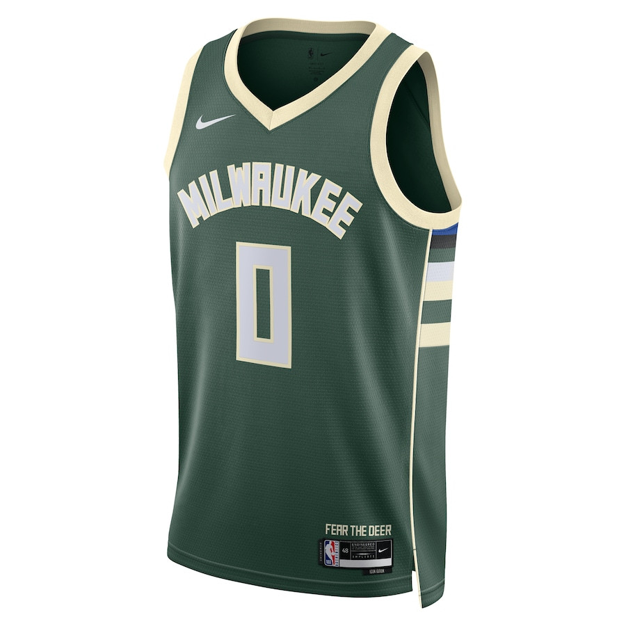 Alternative view of Damian Lillard 0 Milwaukee Bucks Unisex Swingman Jersey - Icon Edition - Hunter Green - JS119 