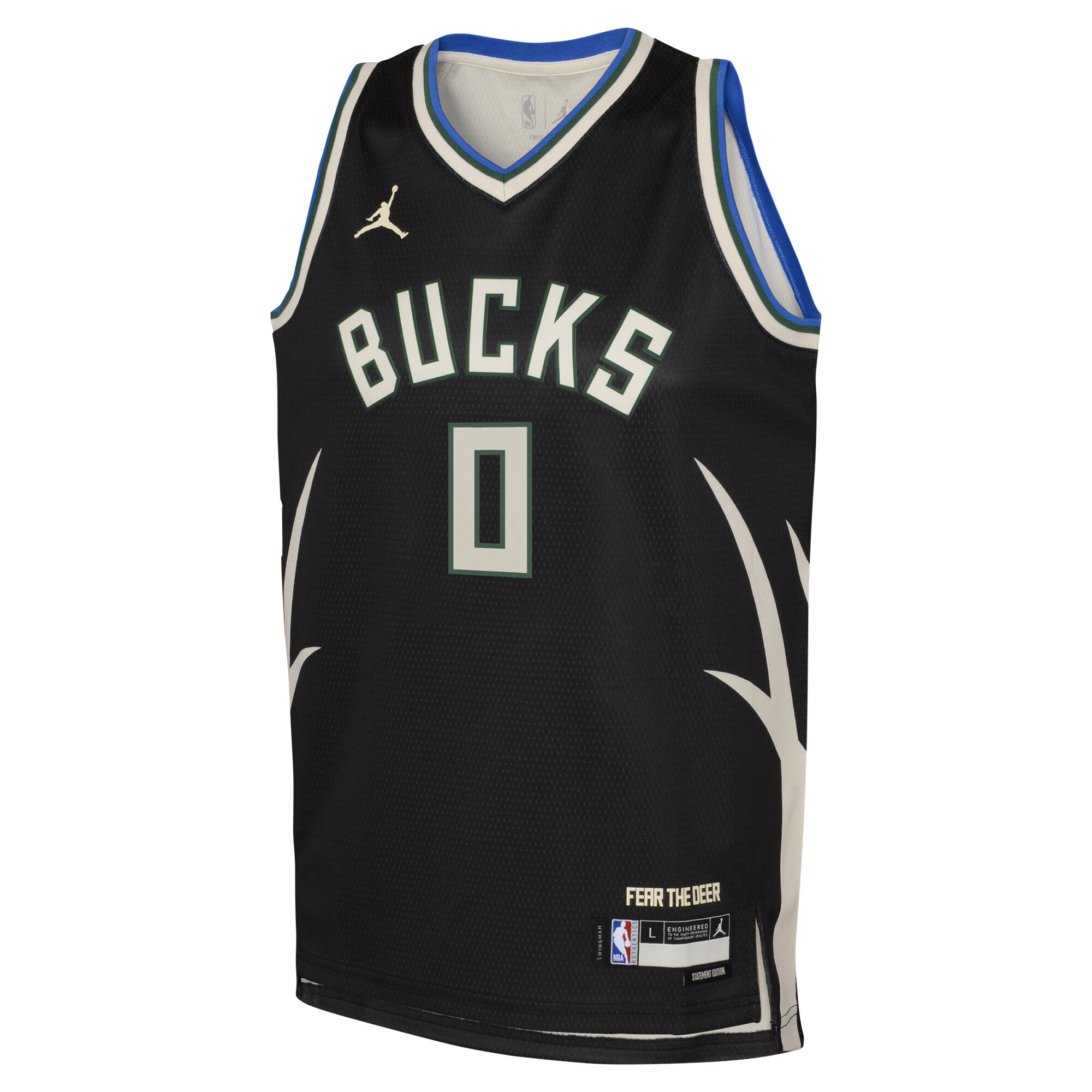 Alternative view of Damian Lillard Milwaukee Bucks Jordan Brand Youth Swingman Jersey - Statement Edition - Black