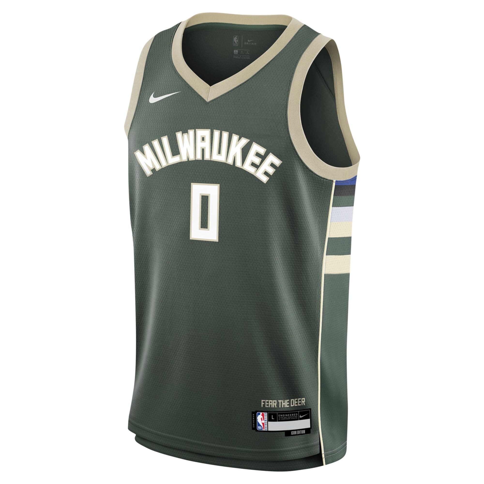 Alternative view of Damian Lillard Milwaukee Bucks Youth Swingman Jersey - Icon Edition - Hunter Green