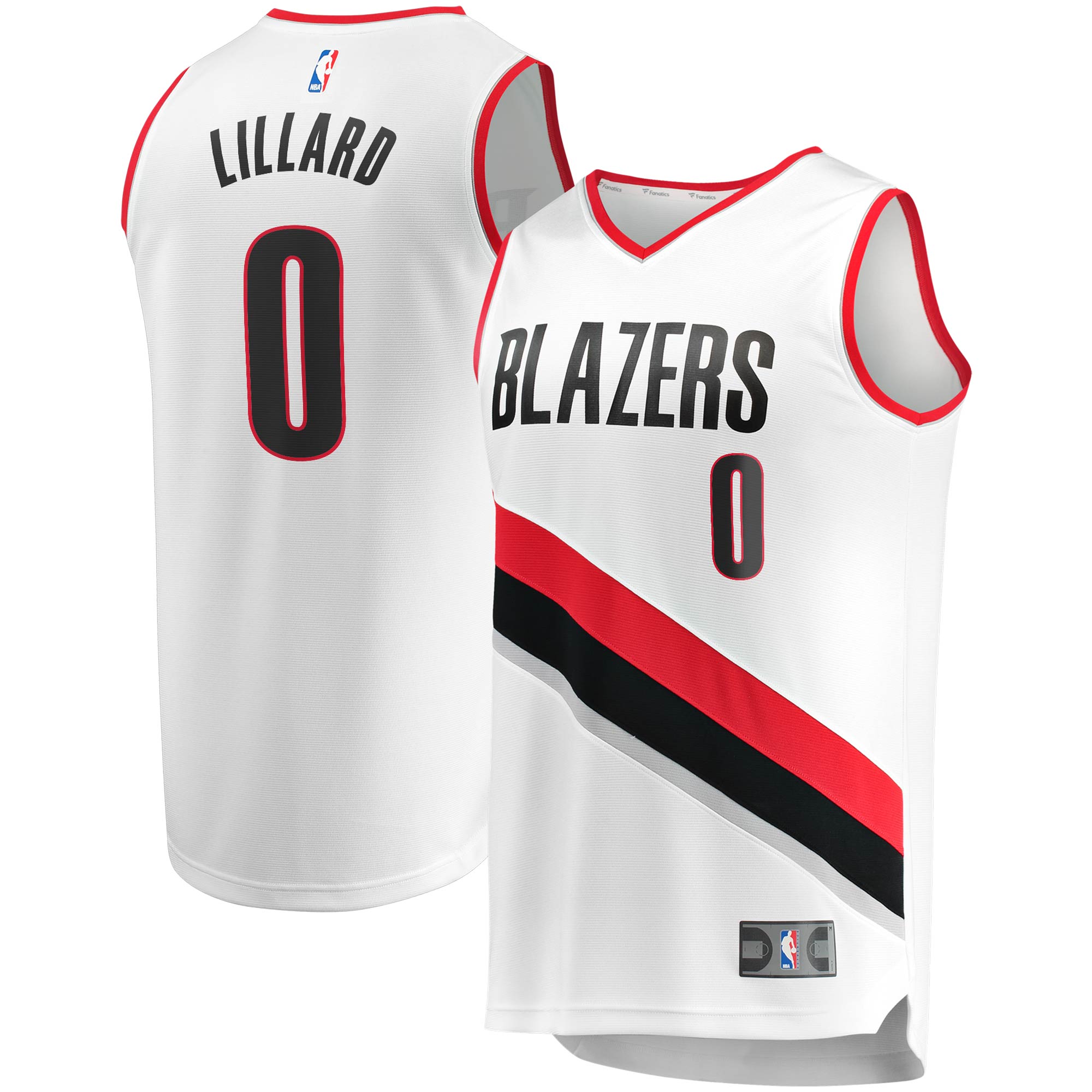 Alternative view of Damian Lillard Portland Trail Blazers Fanatics Branded 2020/21 Fast Break Replica Jersey - Association Edition - White