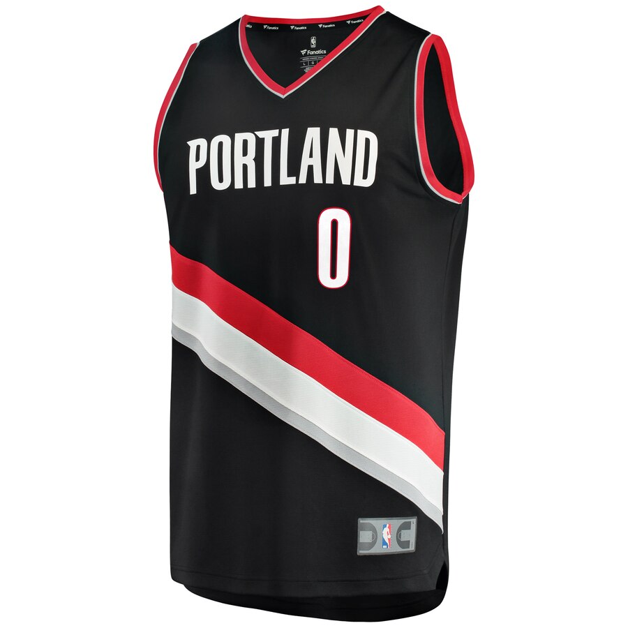 Alternative view of Damian Lillard Portland Trail Blazers Fanatics Branded Fast Break Replica Jersey Black - Icon Edition